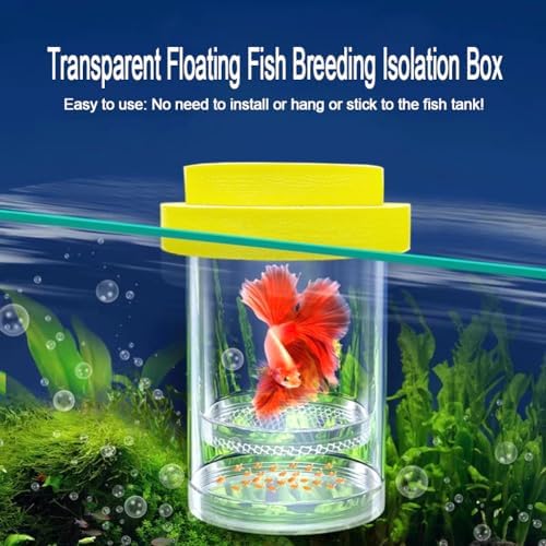 Floating Fish Breeding Isolation Box for Aquarium Tank Plastic Mesh Hatchery Incubator Breeder Box for Baby Fish Betta Shrimp Clownfish Guppy (Yellow, Large)