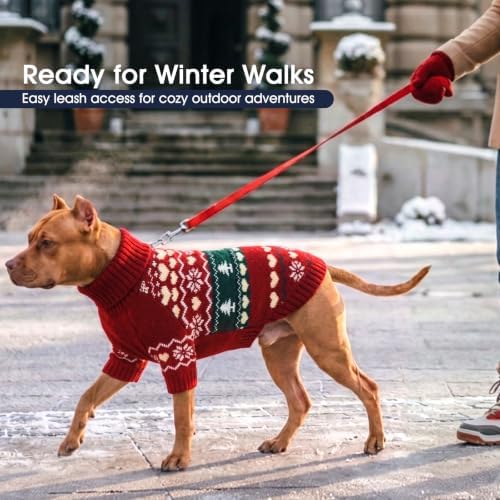 IECOii Small Dog Christmas Sweater, Dog Turtleneck Knit for Holiday, M