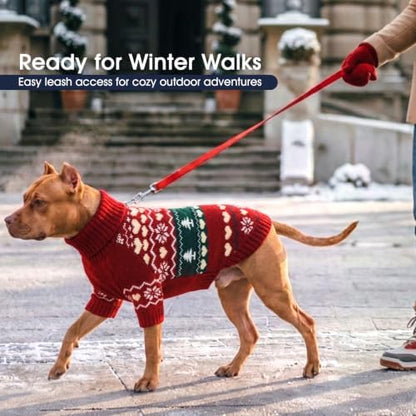 IECOii Small Dog Christmas Sweater, Dog Turtleneck Knit for Holiday, M