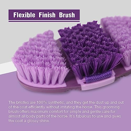 Harrison Howard Flexible Finish Horse Grooming Brush - Bendable, Comfortable Hold, Purple