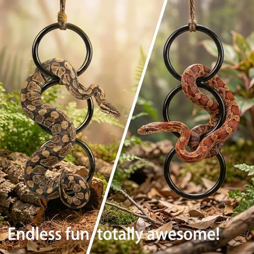 Horsmiyla 3-Ring DIY Snake Climbing Rings for Ball Python Tank Decor