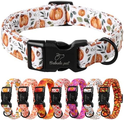 Fall Dog Collar, Cute Orange Pumpkin Pattern Puppy Collar XS