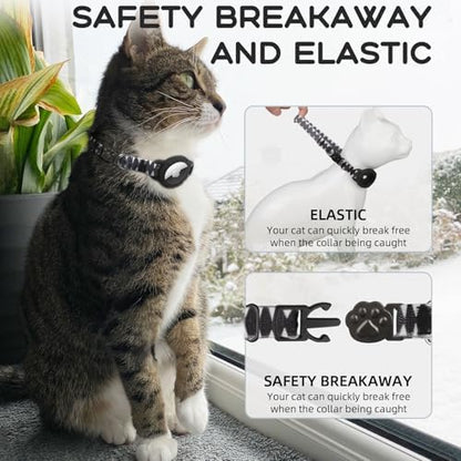 AirTag Cat Collars, Stretchy Collar with AirTag Holder and Bell