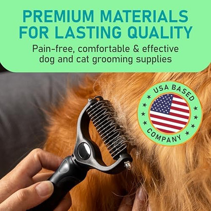 Maxpower Planet Hair Brush - Double Sided Shedding, Dematting Undercoat Rake for Dogs and Cats, Extra Wide Dog Grooming Brush, Reduce Shedding by 95%, Black