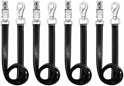 4 Pack Heavy-Duty Cross Ties for Horse - Adjustable Nylon Cross Ties with Panic Snap and Bull Snap (56.5"-98.4"), All-in-One Set with 4 Pack Tie Rings & 16 Matching Screws. (4 Pack-B)