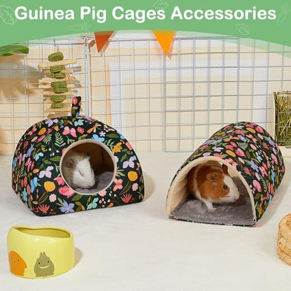 Bienbee Guinea Pig Hideout, 2 Piece Washable Set for Small Animals Large