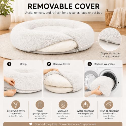 The Dog’s Bed Calming Donut Dog Bed, Machine Washable Removable Zip Cover