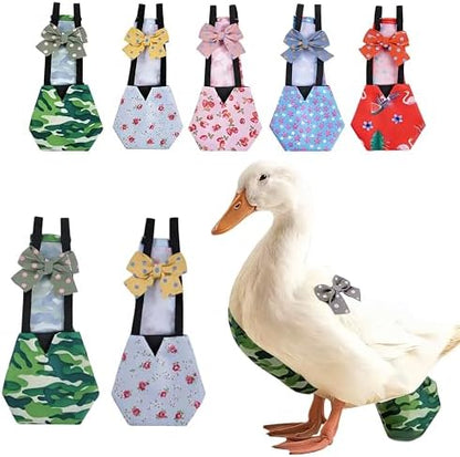 2 Pack Chicken Diapers for Hens, Roosters, Diapers for Ducks, Ducklings, Reusable Pet Diaper with Bow Ties Waterproof Poultry Nappies Pet Clothes for Geese Pet Ducks-Camouflage&Blue,L
