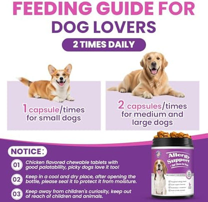 Dog Allergy Chews for Immune Support,500 PCs Formula Supports Skin Health, Relieve Itching Improve Digestion, Allergy and Immune for Dogs