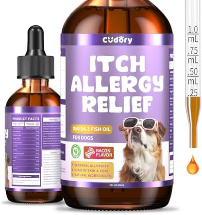 Dog Allergy Relief Drops, Itchy Skin Relief for Dogs with Omega-3, 60ml