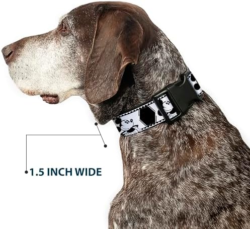 Buckle-Down Mickey Standing Pose Film Strip White/Black Plastic Clip Collar, Narrow Large/9-15"