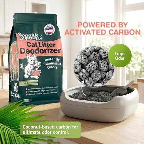 Sprinkle & Sweep: Litter Box Deodorizer - 4 Pack, 8oz Bags - Cat & Kitten Home Odor Neutralizer, Ultra-Absorbent Formula, Non-Toxic, Pet Smell Control