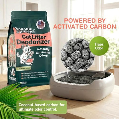 Sprinkle & Sweep: Litter Box Deodorizer - 8oz Bag - Cat & Kitten Home Odor Neutralizer, Ultra-Absorbent Formula, Non-Toxic & Safe, Pet Smell Control