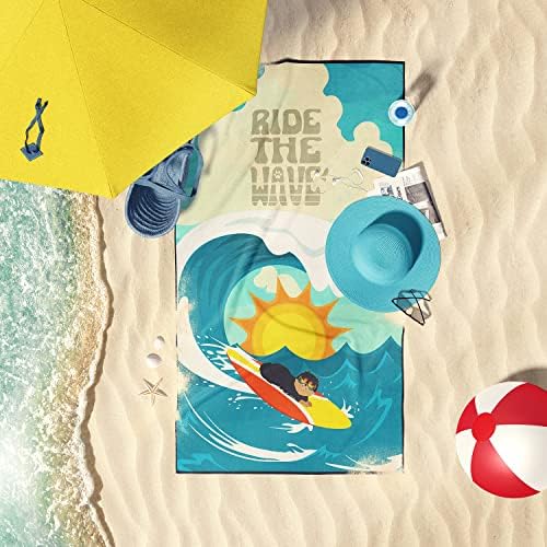 Caroline's Treasures MLM1255TWL3060 Surfer Dog Black Tan Pomeranian Premium Beach Towel Oversized Towel Beach Blanket, Pool, Beach Essentials, Yoga, Premium Bath Towel, Quick Dry Plush