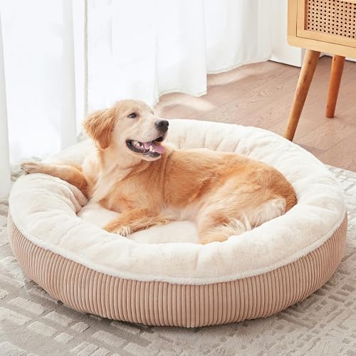 36 inches Calming Donut Dog Bed for Large Dogs,Brown