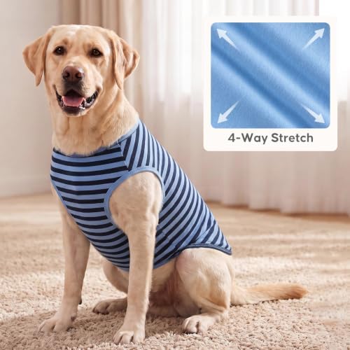 KYEESE 2Pack Cotton Dog Shirt for Large Dogs Soft Striped Tank Top