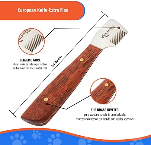 Professional Stripping Knife for Dogs (Pack of 6), Best for Removing Unwanted Undercoat, Blades are Made of Stainless Steel with Wooden Handle Grip (Right-Handed, Rosewood)