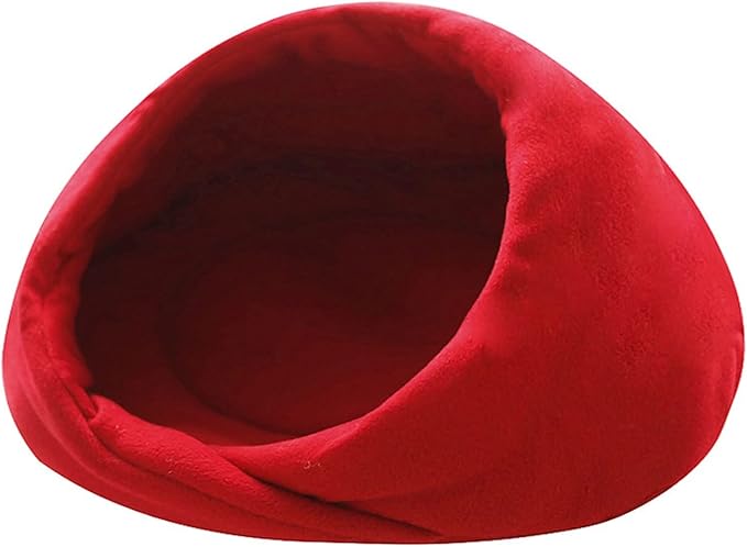 Pet Bed, Small Pet Animals Bed，Warm Cave Nest，Cozy Pet Bed，Kennel Teddy Small Winter Thickened Warm pet cat Litter Closed Four Seasons General cat Villa。 (Color : Red, Size : Small)