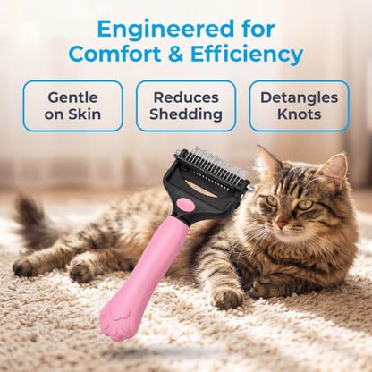 Deshedding Dog Brush，3-in-1 Undercoat Rake for Dogs (Pink)