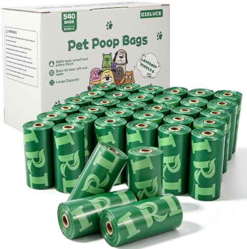 36 Rolls 540 Dog Poop Bags, Thick Dog Poo Bags for Walks (Green)