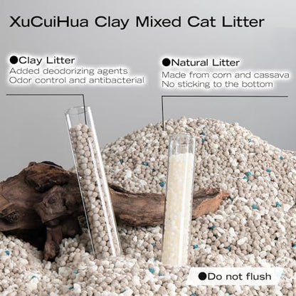 XuCuiHua Bentonite Mix Cat Litter, Strong Clumping Litter, Odor Control, Easy Scooping, Clumps Lift Cleanly, Low Dust, Corn & Cassava Litter, 5.5 LB x 3 Bags