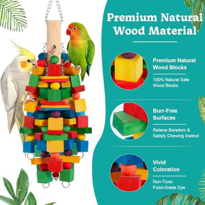 Bird Toys Parrot Toys Natural Wood Blocks Bird Chew Toy