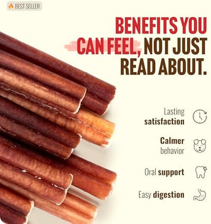 Natural Farm Odor-Free Bully Sticks (4-8”, 16oz) ALL-NATURAL Long-Lasting Chews, 100% Beef Pizzle, Grass-Fed, Grain-Free, Hormone-Free, Protein for Muscle Development & Energy, Perfect For Medium Dogs