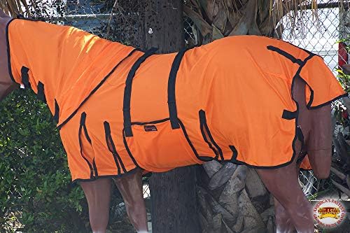HILASON Horse Fly Sheet UV Protect Mesh Orange with Black Piping 75In