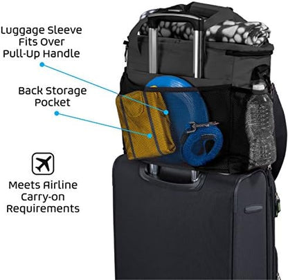 Mobile Dog Gear, Week Away Dog Travel Bag for Medium and Large Dogs, Includes Lined Food Carriers and 2 Collapsible Dog Bowl, Black