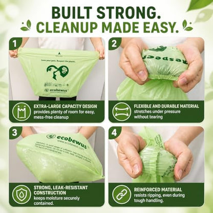 Certified Compostable Cat Litter Waste Bags, BPI Certified (120 Count) 16" x 12", Unscented Pet Waste Bags, Made with Plant-Based Materials
