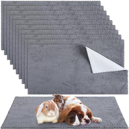 VitalCozy 10Pcs Guinea Pig Cage Liner Washable, Grid, 14x28 Inch, Gray