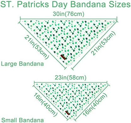 St. Patrick's Dog Bandana, Shamrock Triangle Bid Scarf for Medium Large Dogs, Cotton Kerchief for Girl Boy Puppies, Cute Spring Green Bandana