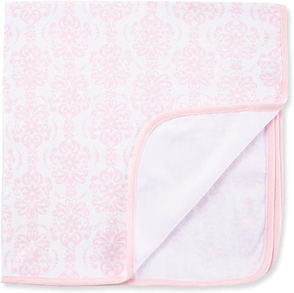 Little Me Blankets for Baby Girls' Damask Scroll Swaddling Receiving Blanket, 30 x 27 Inches