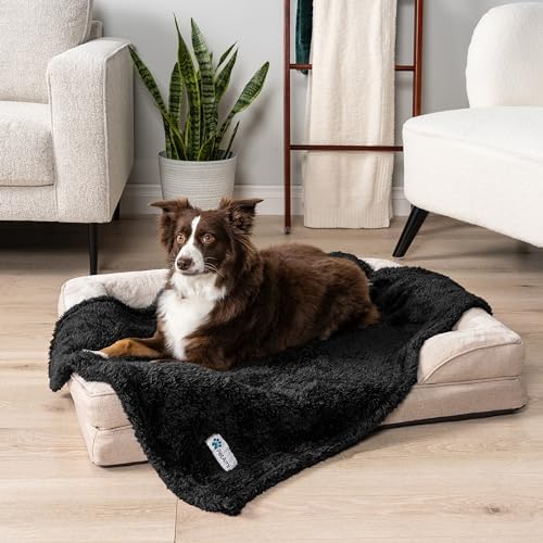 PetAmi Soft Plush Sherpa Dog Blanket for Pet Cat, Medium 29x40, Black