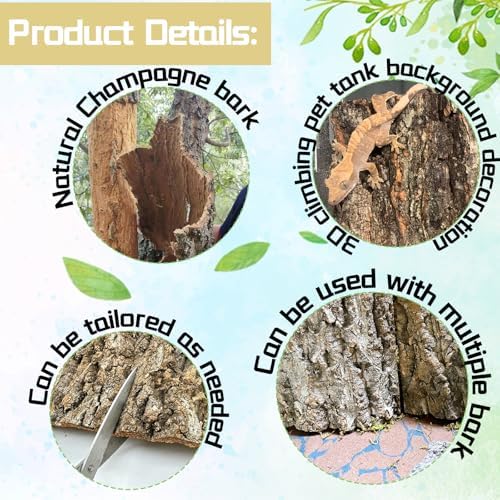 Hamiledyi 6PCS Cork Terrarium Background 15.7x11.8in Natural Large Cork Bark Backdrop Reptile Climbing Mat Tank Accessories Habitat Decor for Spider Lizard Chamelon Turtle Beared Dragon