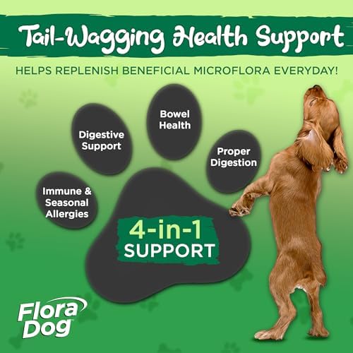 Vital Planet - Flora Dog Probiotic Powder Supplement with 20 Billion Cultures and 10 Strains, High Potency Immune and Digestive Support Probiotics for Dogs, 3.92 oz., 111 Grams, 30 Servings
