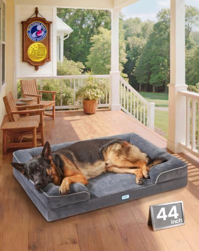 OhGeni Orthopedic Extra Large Dog Bed Couch, Memory Foam, 44-inch (Gray)