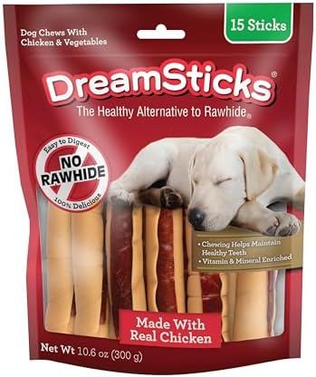 DreamBone DreamSticks Rawhide-Free Dog Treats With Real Protein, 15 Count