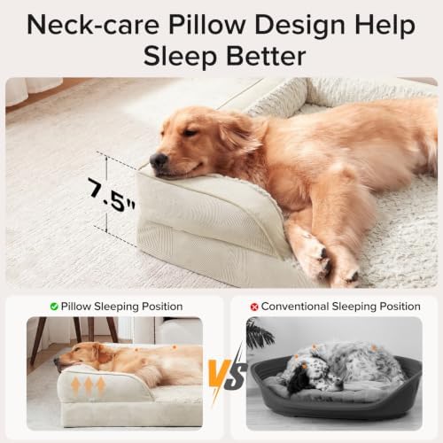 INVENHO Jumbo Orthopedic Dog Bed for Extra Large Dogs, Waterproof, Egg-Crate Foam Dog Couch Bed with Washable Removable Cover, Waterproof Lining and Nonskid Bottom