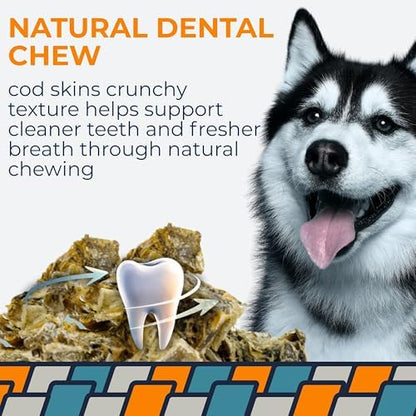 Momentum Carnivore Nutrition Cod Fingers Dog Treats – Single Ingredient Icelandic Cod Skin – Natural Dental Support, High-Protein Fish Chews– Healthy Dog & Cat Treats – 4 oz Bag