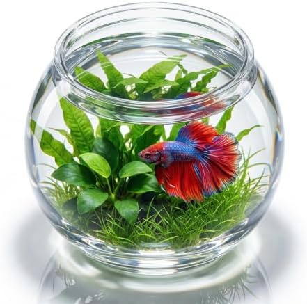 POPETPOP Plastic Aquarium Betta Fish Tank 1 Gallon Clear Goldfish Bowl Unbreakable Round Fish Vases Bowl for Home décor Wedding Event Party Goldfish Lovers