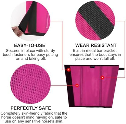 Horse Fly Boots, Breathable Mesh Protection Set of 4, Comfortable Horse Leggings, Breathable Mesh Design, Equine Supplies for Reduce Stomping, Hoof Damage & Leg Fatigue (Rose Red, Medium)