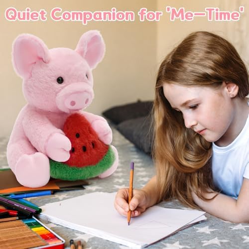 MaoGoLan Pig Stuffed Animal Kawaii Cute Pig Plush, 11.8" Watermelon Stuffed Pig Plushies Toy, Gift for Girls Kids Boys Adults, Home Room Office Desk Decor (Pink)