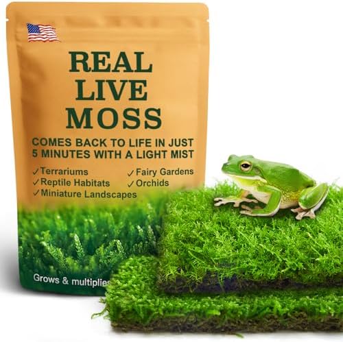 Live Moss Duo Pack 2 Types of Real Live Sheet/Sphagnum Moss for Terrariums, Terrarium Mosses Landscaping, Reptile Tank Accessories, Snake & Gecko Humidity Substrate Mosses for Crafts & Plant Décor
