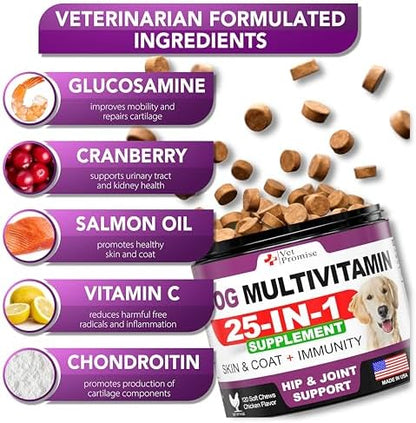 Dog Multivitamin Chewable with Glucosamine - Dog Vitamins and Supplements