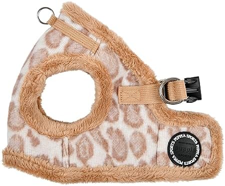 Puppia Kovo Vest Dog Harness Step-in Warm Winter Leopard Pattern for Small and Medium Dog, Beige, Medium