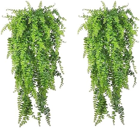 kathson Reptile Plants for Bearded Dragon Tank Accessories,Terrarium Hanging Plants Decor Artificial Bendable Climbing Vines Long Jungle Climbing Vine Decoration for Chameleon Lizards Gecko (2 PCS)