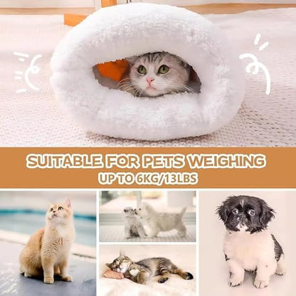 COOCOO BABY Cat Sleeping Bag for Indoor Cats Cozy Tunnel Nest with Cover Snuggle Sack for Small Pets Plush Bed Cave Mat for Winter Use Includes Cat Food Toys Treats and Other Essentials Stuff