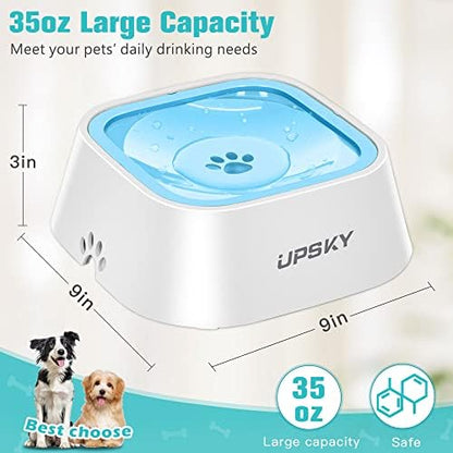 UPSKY 35oz No-Spill Pet Water Bowl, Slow Water Feeder for Dogs and Cats