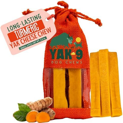 Yak Cheese Dog Chews with Turmeric for Hip & Joint Support | High Protein, Non Rawhide Dog Chews Long Lasting | Non GMO, Gluten Free, Grain Free | Small Size, 3 PC